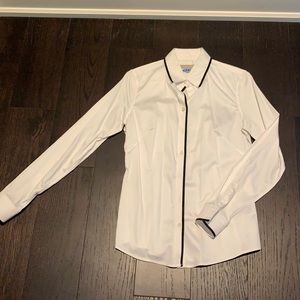 BR White & black strip buttonup blouse